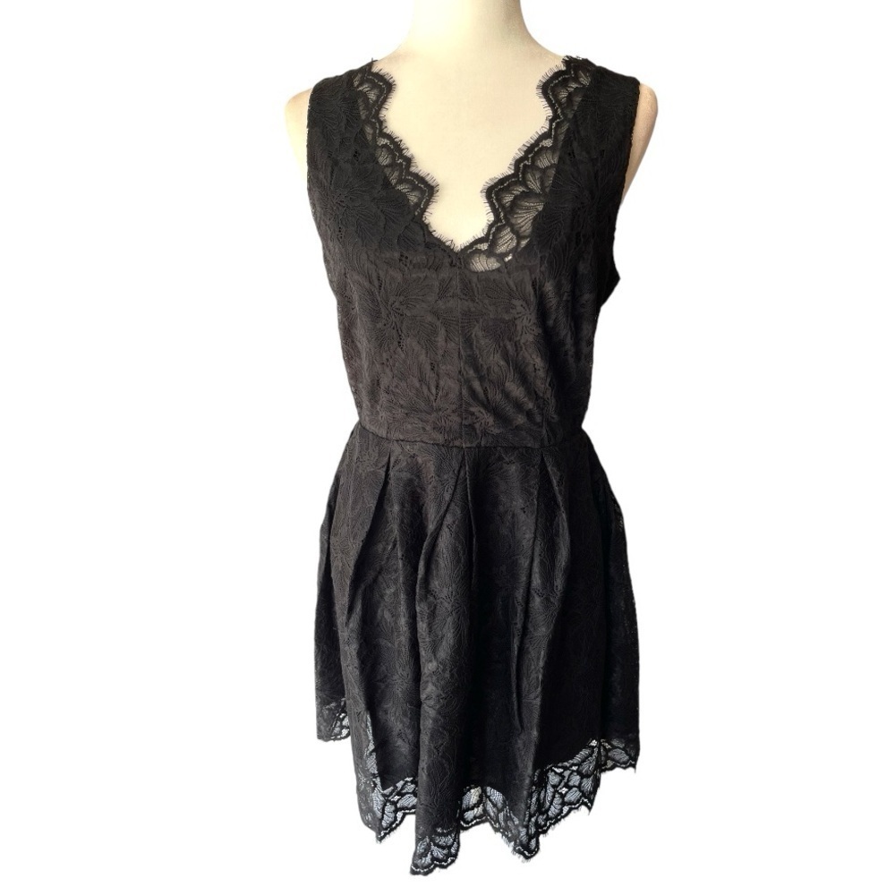 H&M Black Lace Dress Formal Evening Party Prom Dress Short Mini Dress, Sz 8 - Picture 6 of 7